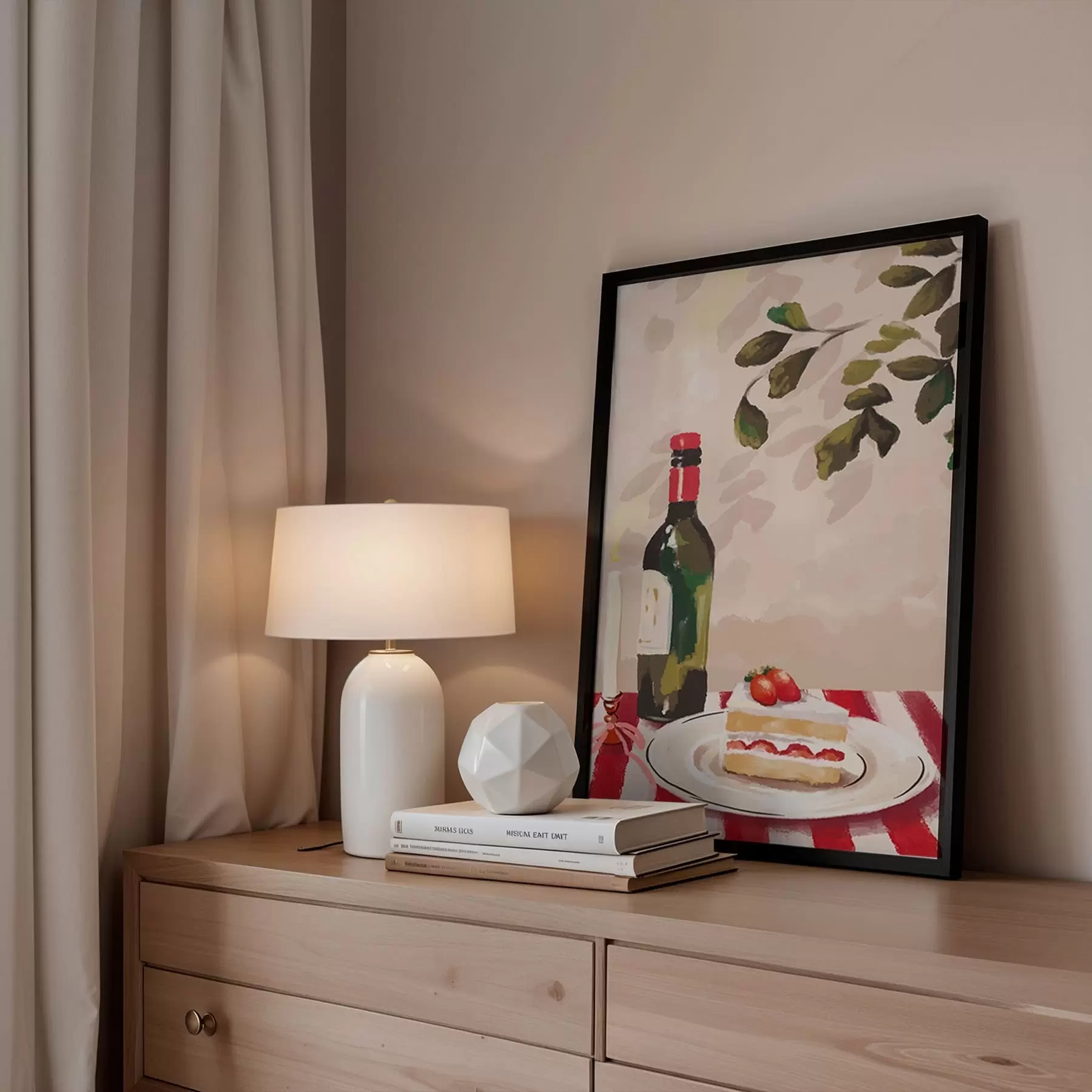 Fototapetai Natiurmortas su vynu, žvake ir tortu f48024