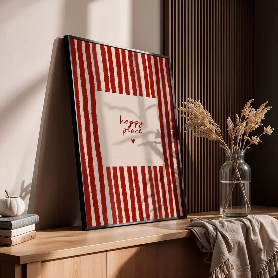 Fototapetai Raudonos juostos su tekstu „laiminga vieta“ f48025