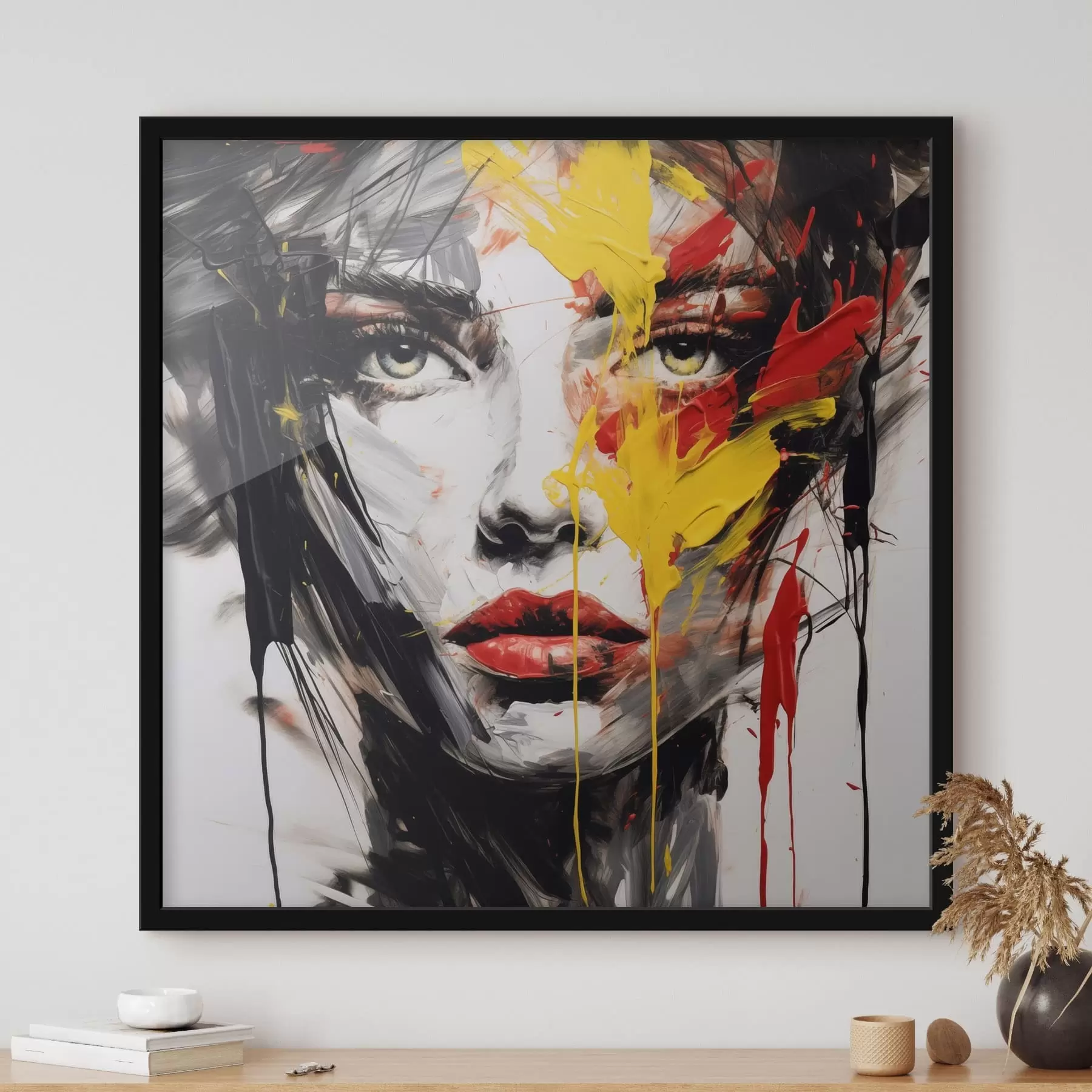 Fototapetai Moteris portretas su drąsiais dažų potėpiais f48088