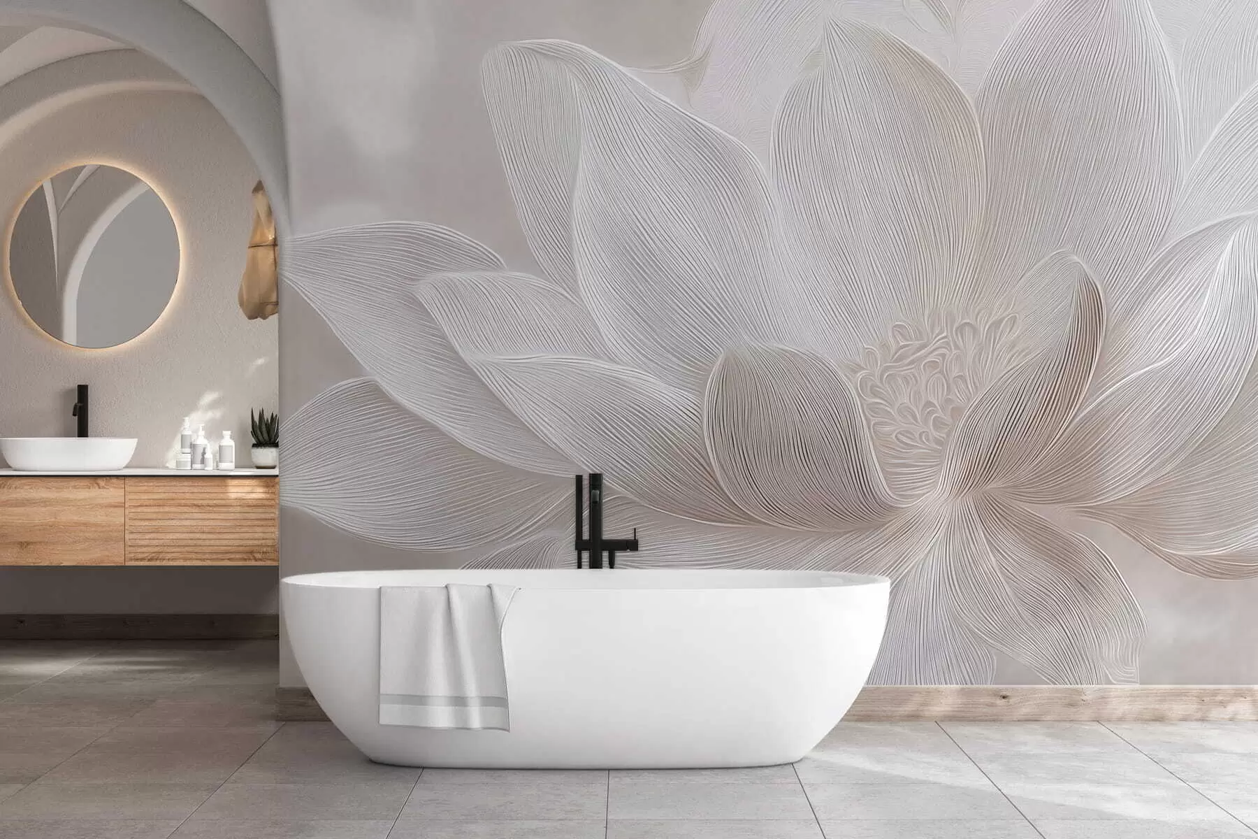 Fototapetai Abstrakčios bangos šviesiai smėlio spalvos tonais w05266