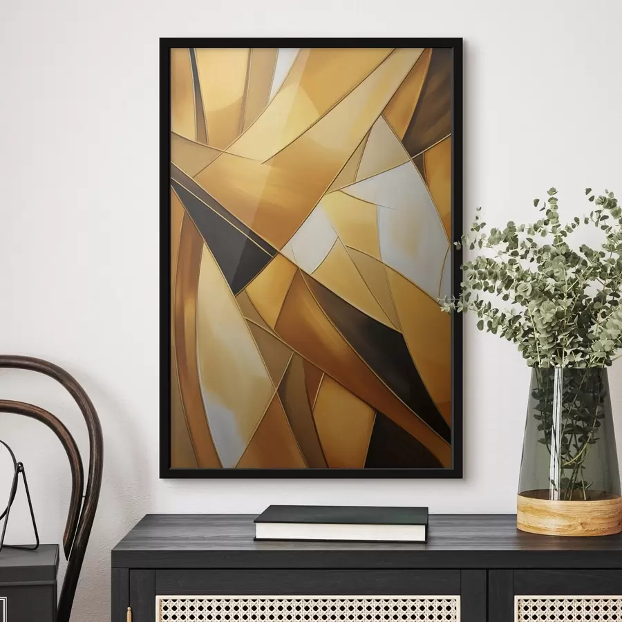 Fototapetai Abstrakčios geometrinės formos oranžinių, rudų ir baltų atspalvių su plonais kontūrais ant tekstūruoto fono f47863