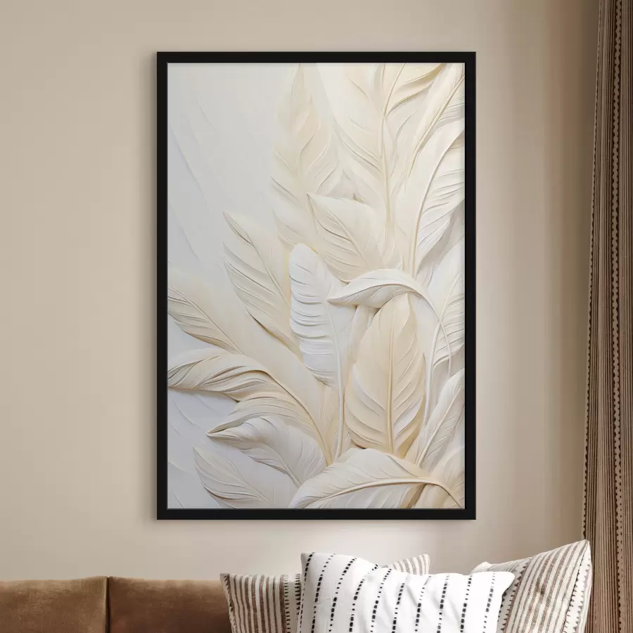 Fototapetai Kreminės spalvos plunksnos, persidengiančios viena kitą, su švelniu, šviesiu fonu f47883