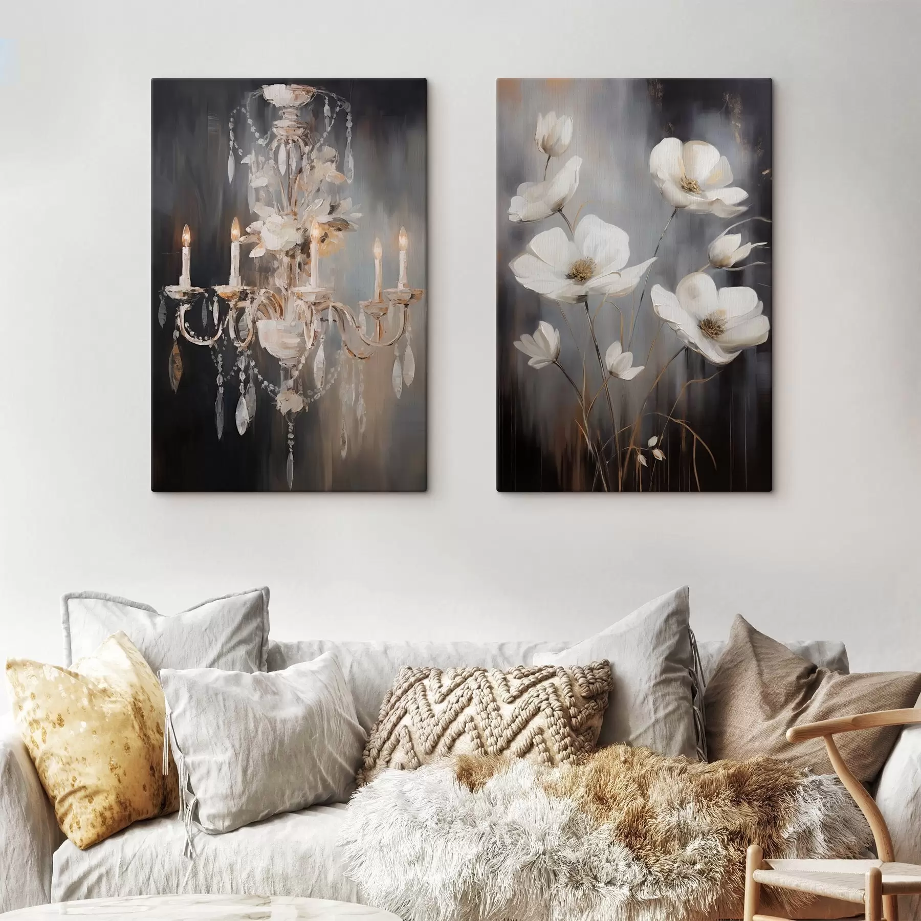 Paveikslėlis Abstraktus puošnus šviestuvas su degančiomis žvakėmis ir gėlių motyvais, tamsaus, tekstūruoto fono fone m30049