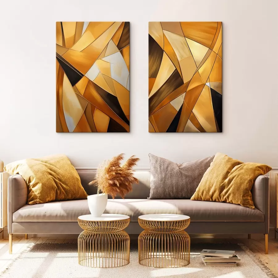 Paveikslėlis Abstrakčios geometrinės formos oranžinių, rudų ir baltų atspalvių su plonais kontūrais ant tekstūruoto fono m30052