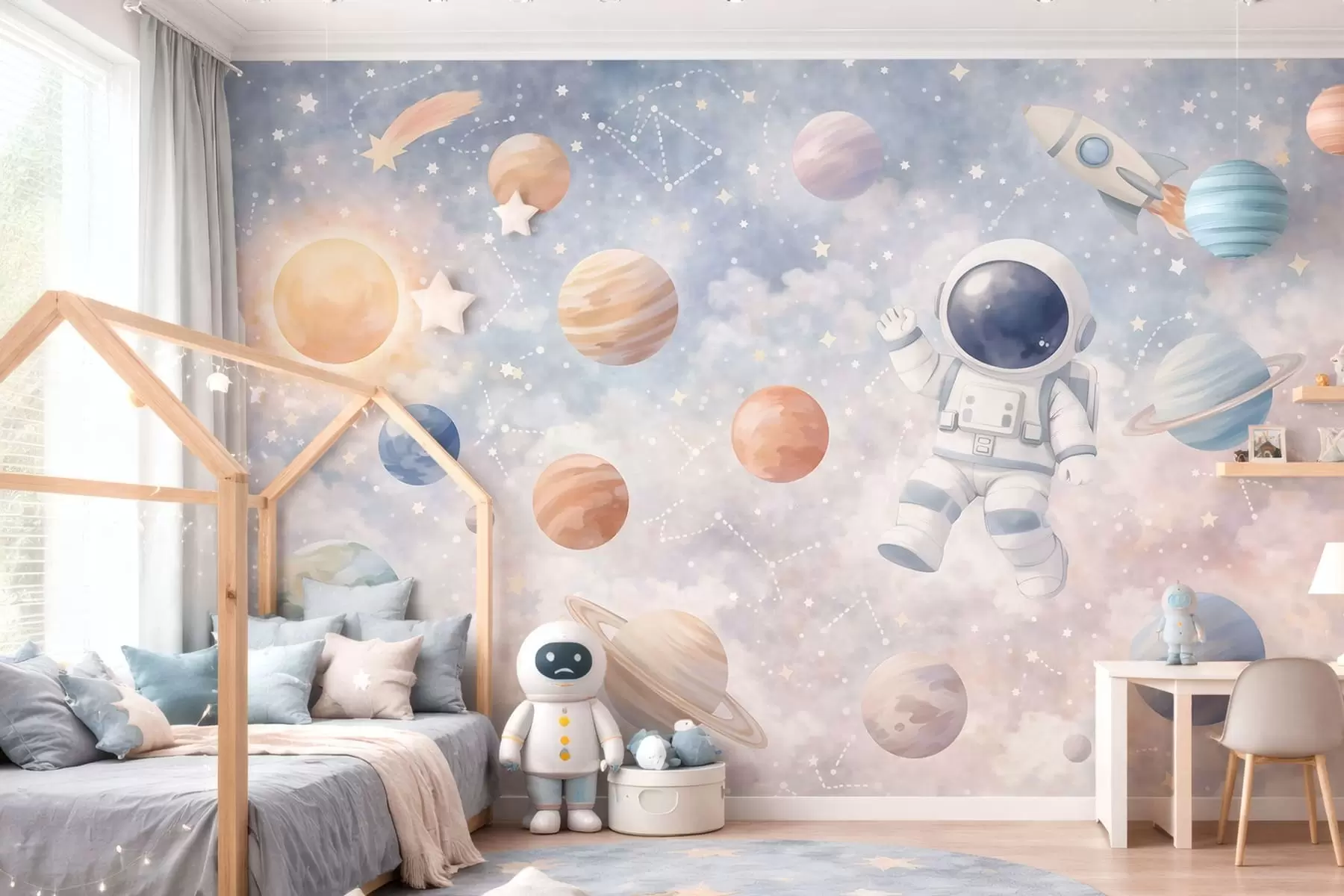 Fototapetai mažasis astronautas tarp planetų ir žvaigždžių w05233