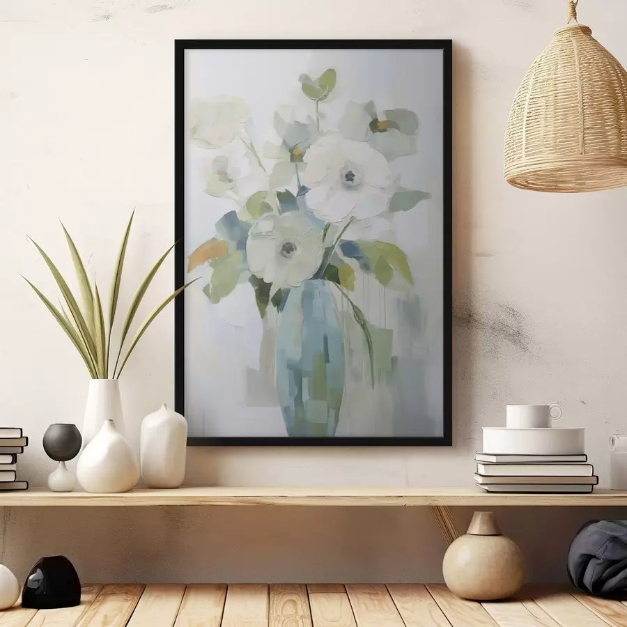 Fototapetai Gėlės su lapija vazoje imitacijos tapyba f48168