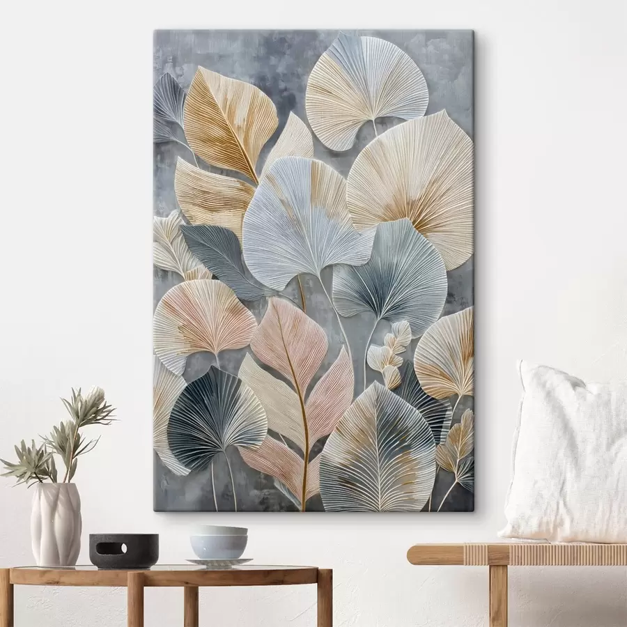 Paveikslėlis Daugiaspalviai dekoratyviniai lapai su ryškia tekstūra ant tamsaus fono s47964