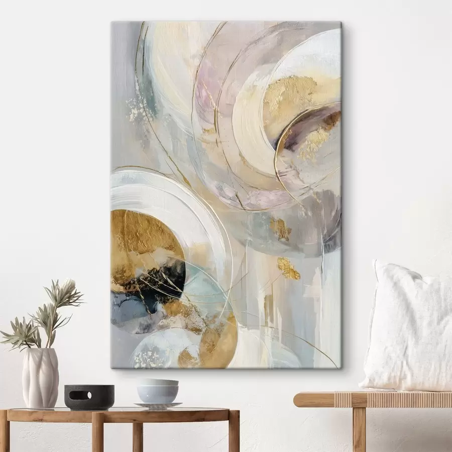 Paveikslėlis Kompozicija su sluoksniais išdėstytais apskritimais elementais ir dažų potėpiais s47983