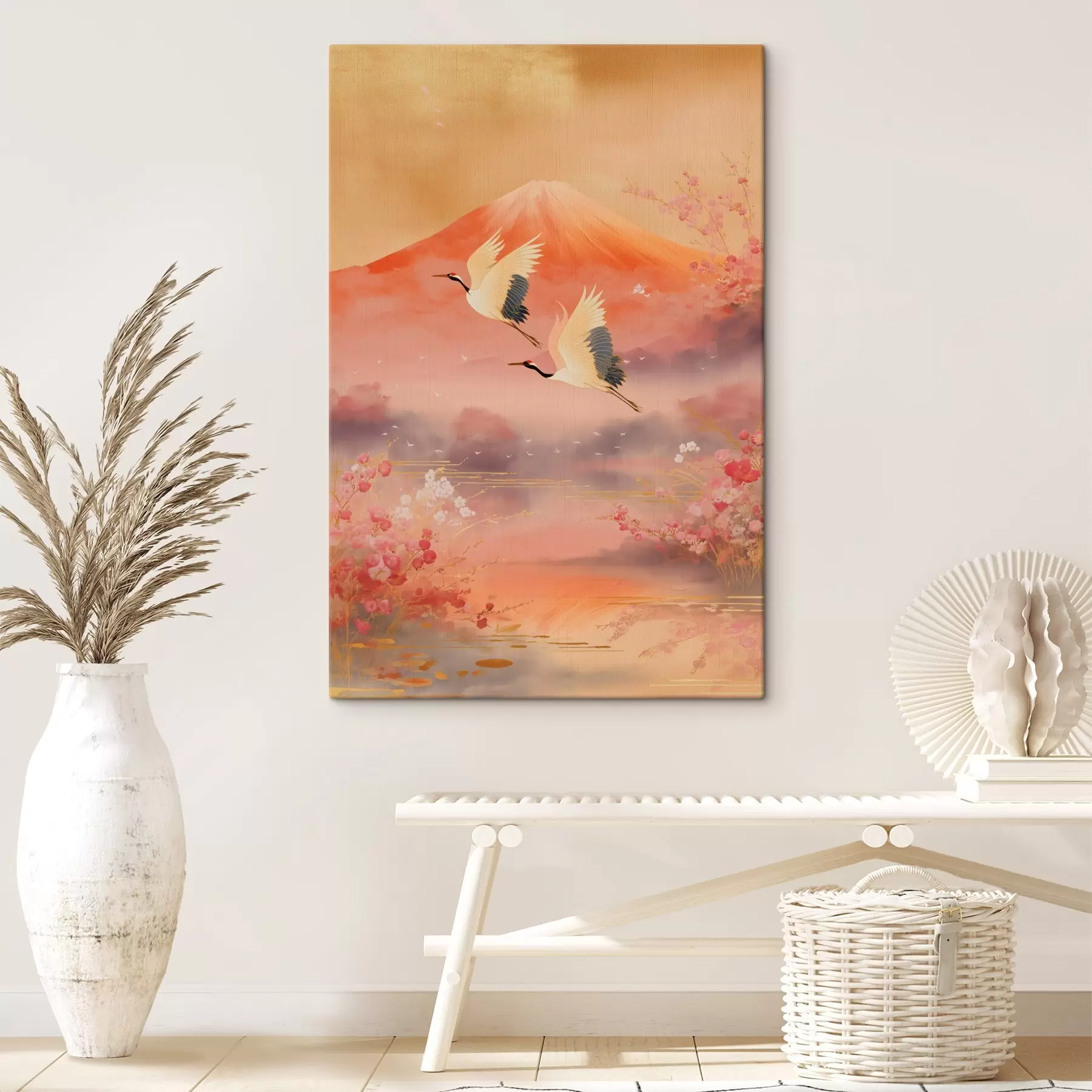 Paveikslėlis Tradicinis rytietiškas motyvas su sakurų žiedais ir gervėmis s47991