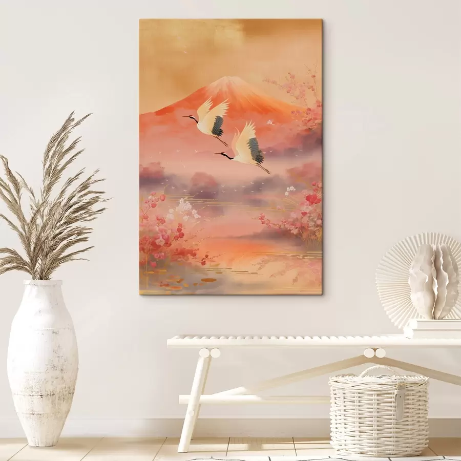 Paveikslėlis Tradicinis rytietiškas motyvas su sakurų žiedais ir gervėmis s47991