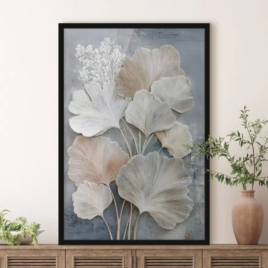 Fototapetai Abstraktaus gėlių kompozicija smėlio-mėlynos spalvų paletėje f47963