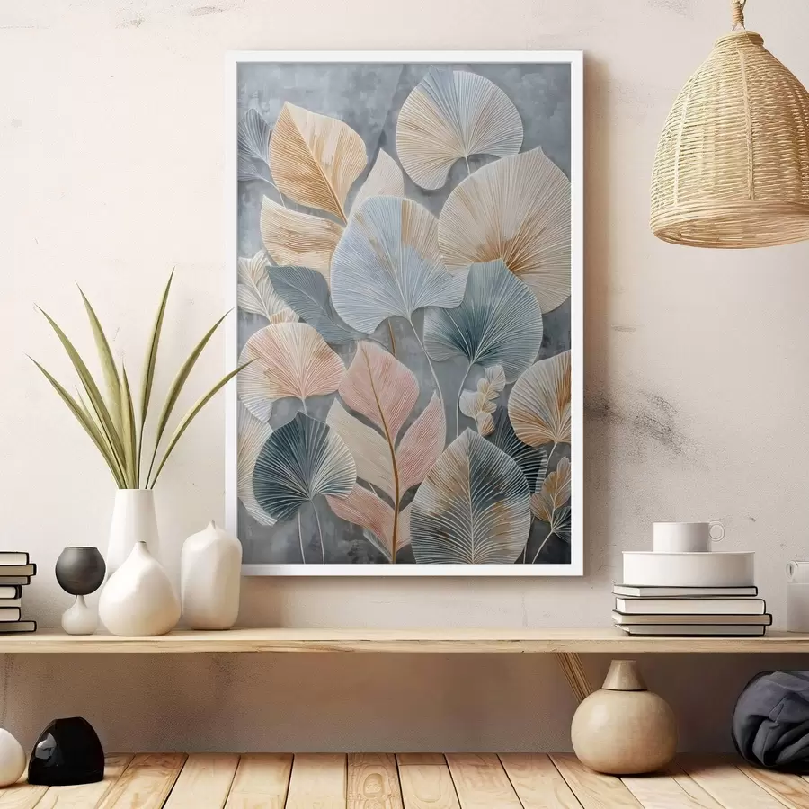 Fototapetai Daugiaspalviai dekoratyviniai lapai su ryškia tekstūra ant tamsaus fono f47964