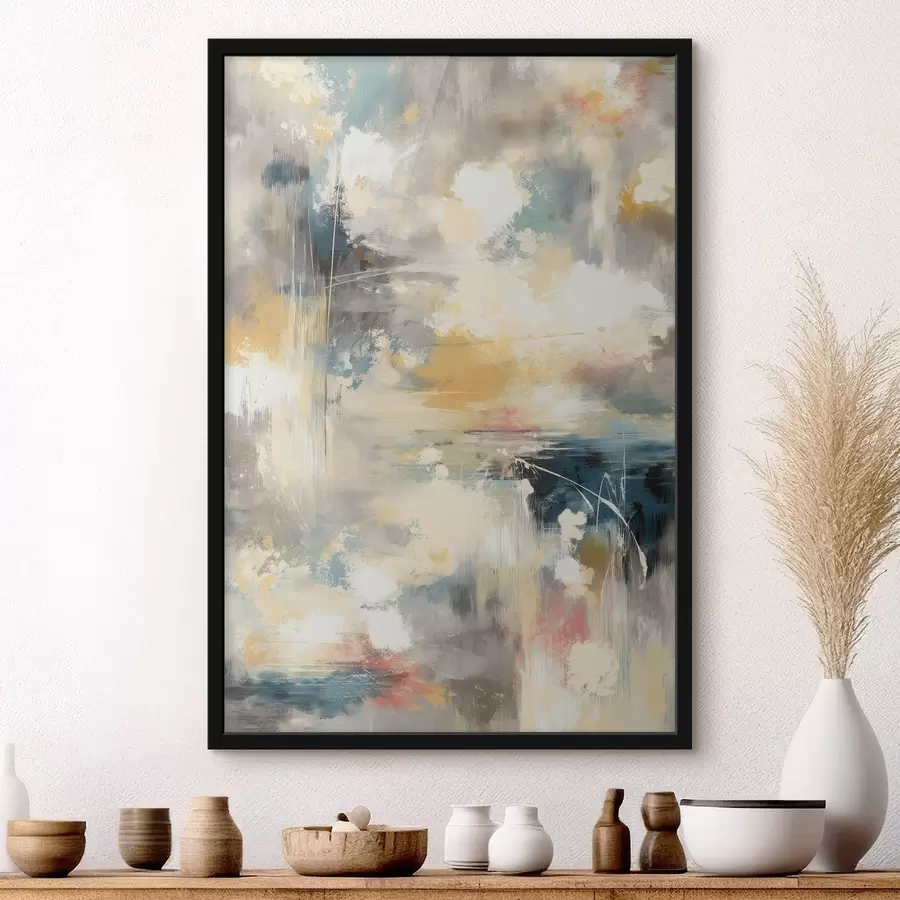 Fototapetai Abstraktus meno kūrinys minimalistiniu stiliumi, neryškiomis spalvomis f47972