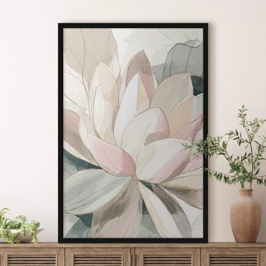 Fototapetai Subtilūs lotoso žiedlapiai su aiškiais kontūrais f47974