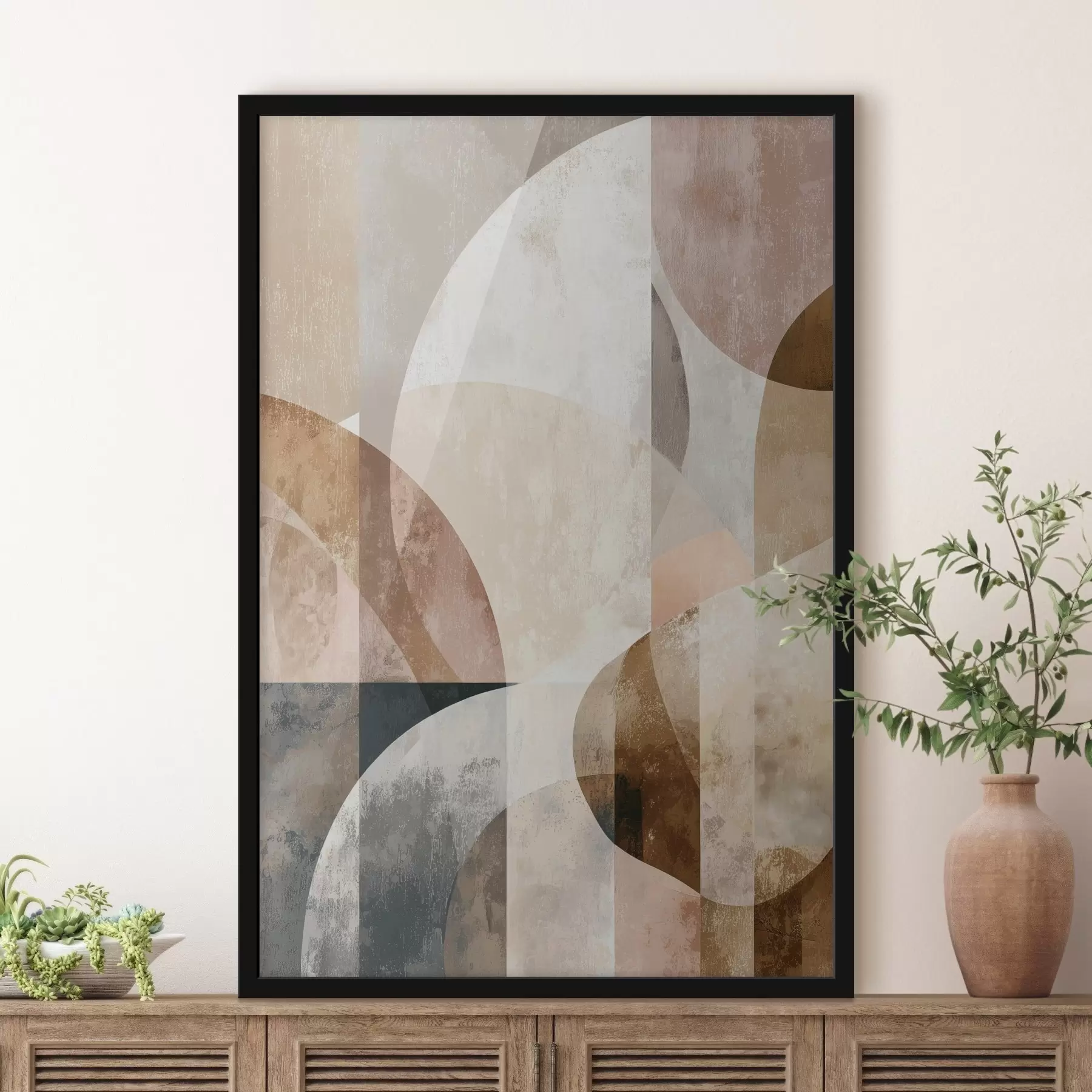 Fototapetai Šiuolaikinė kompozicija su apvaliomis formomis ir vertikaliais brūkšniais f47980