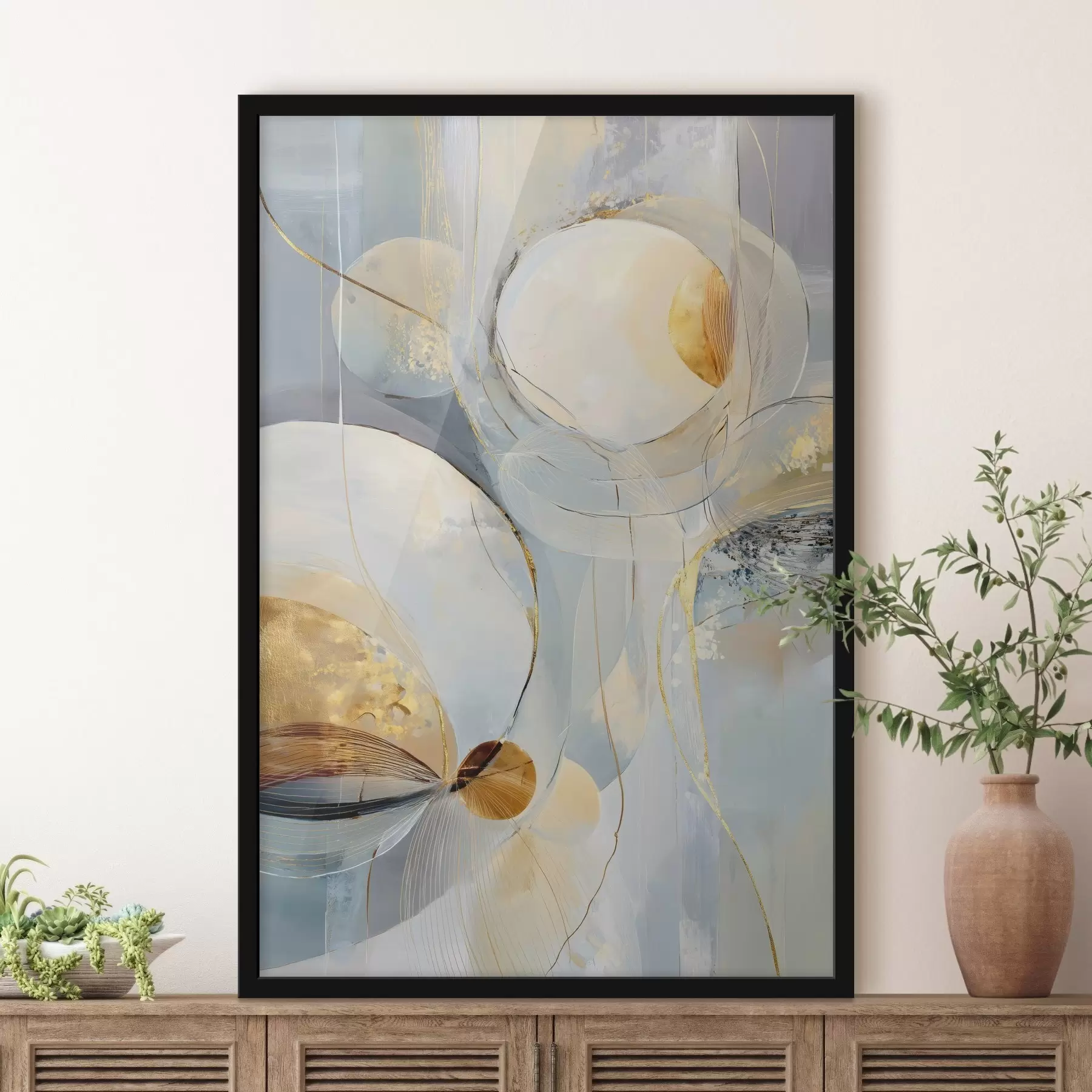 Fototapetai Sluoksniuotas meninis kūrinys šaltų spalvų paletėje f47982