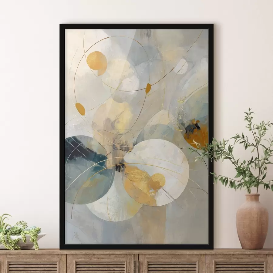 Fototapetai Pusiau permatomų sferų ir tekstūruotų dėmių kompozicija f47985