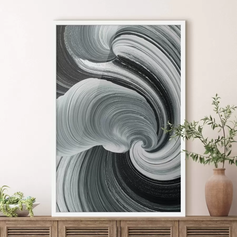 Fototapetai Judėjimo energija: juodai balta abstrakcija aliejaus tapybos stiliumi f47990