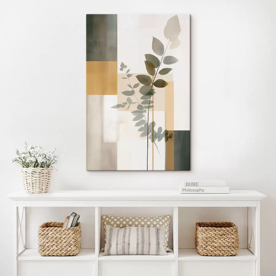 Paveikslėlis Geometrinė abstrakcija su lapų šakomis s48171