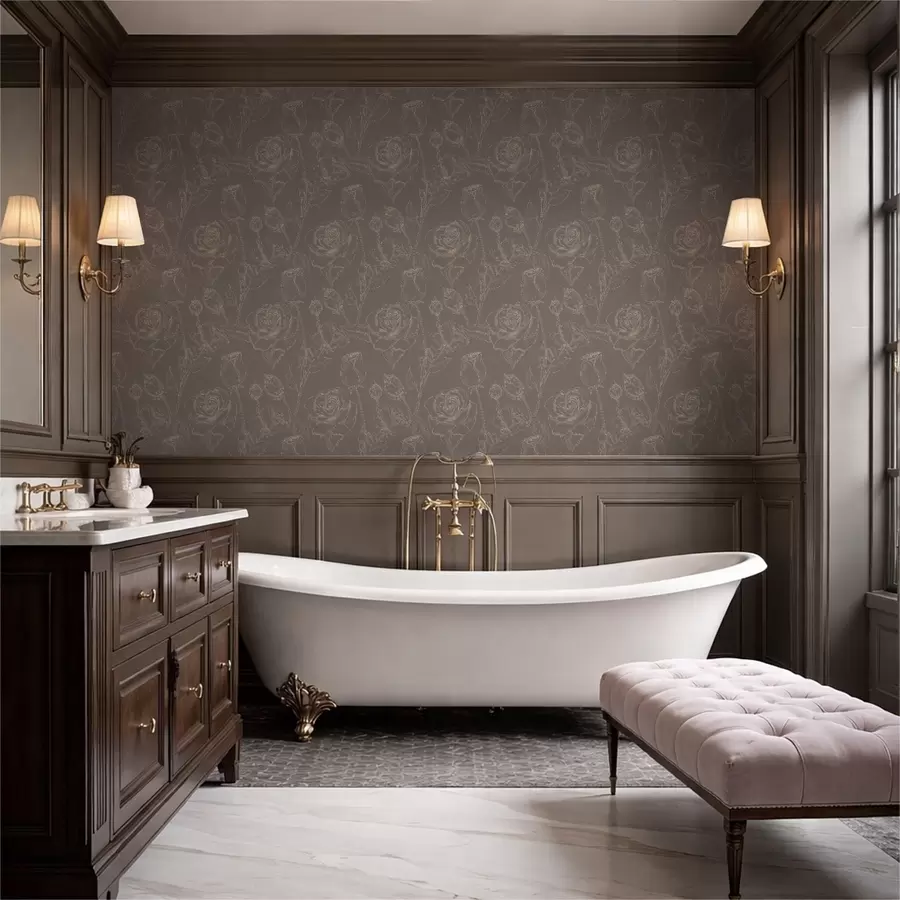 Fototapetai Tamsiai rožinis raštas ant rudo fono a01124v1