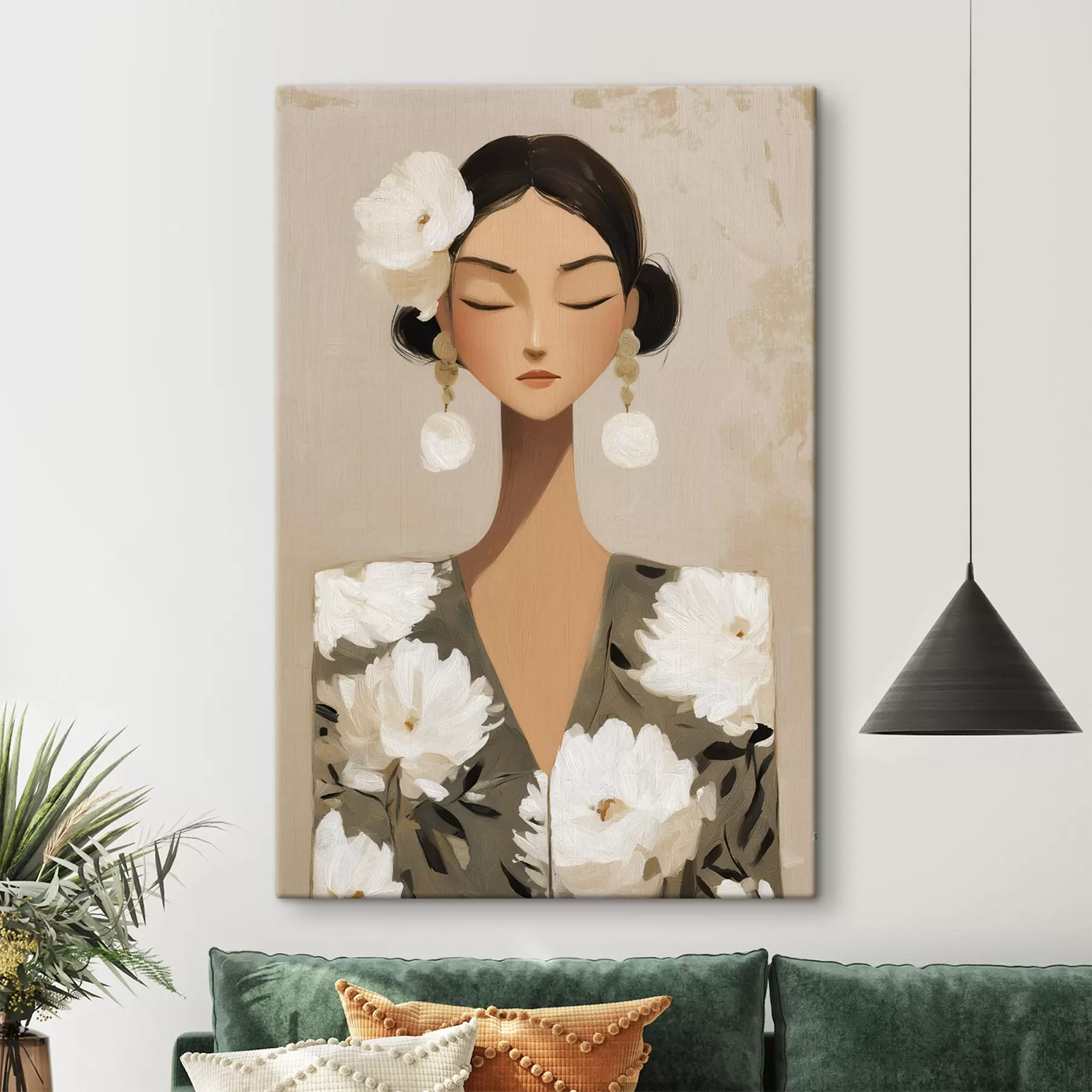 Paveikslėlis Mergina su gėlėmis plaukuose s48233