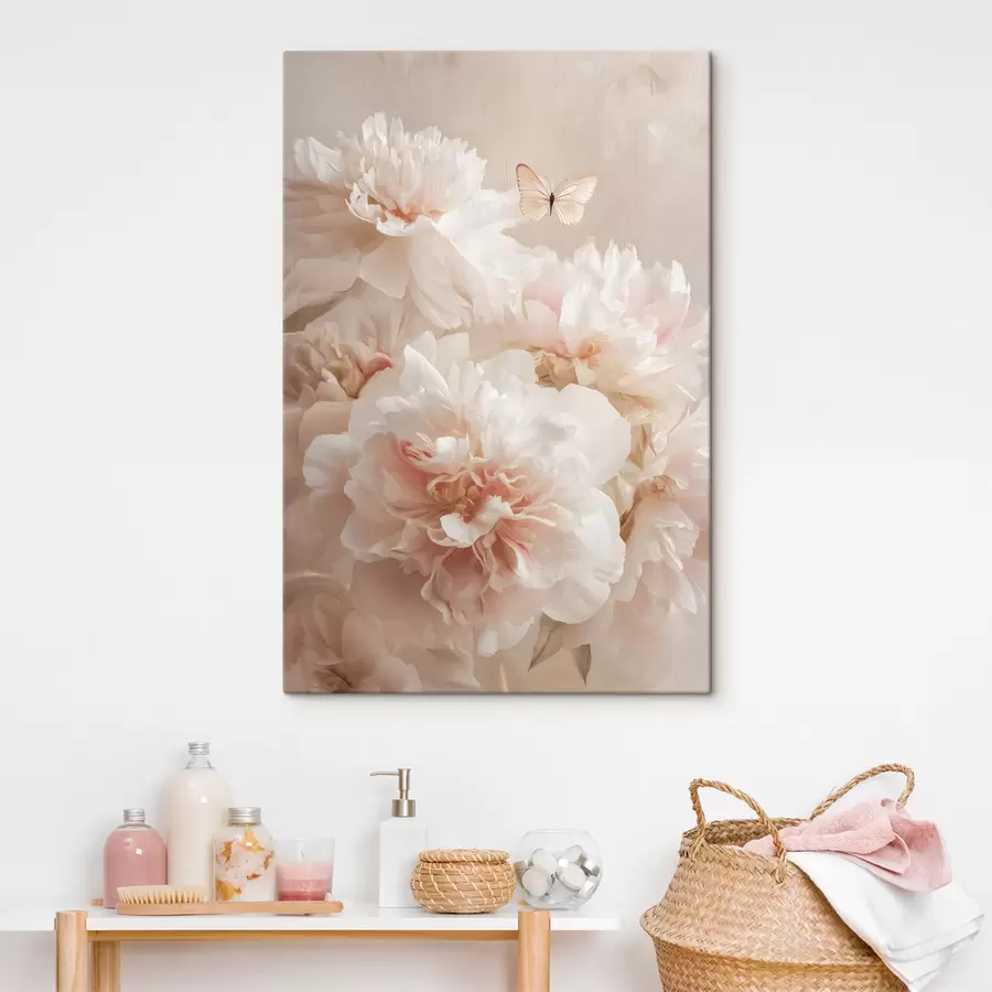 Paveikslėlis sultingos rožinės bijūnės su drugeliu s47954