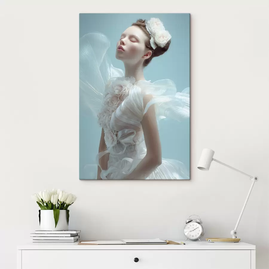 Paveikslėlis subtilus mergaitė balta suknele s48287
