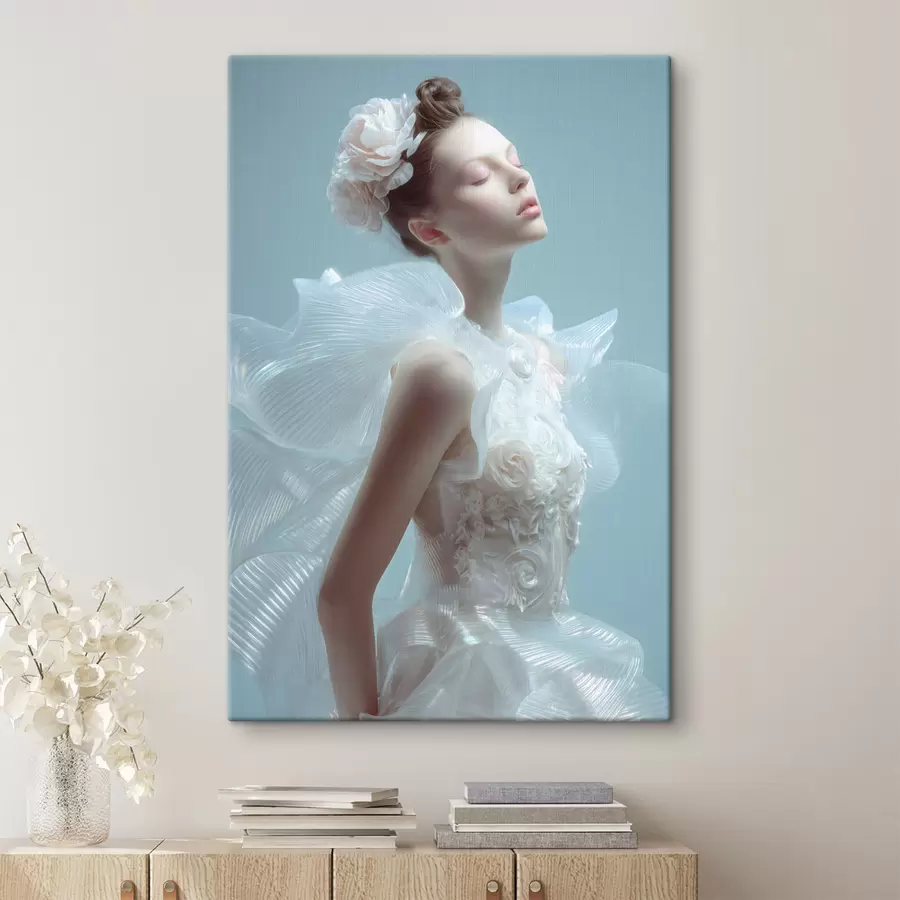 Paveikslėlis subtilus mergaitė balta suknele s48288