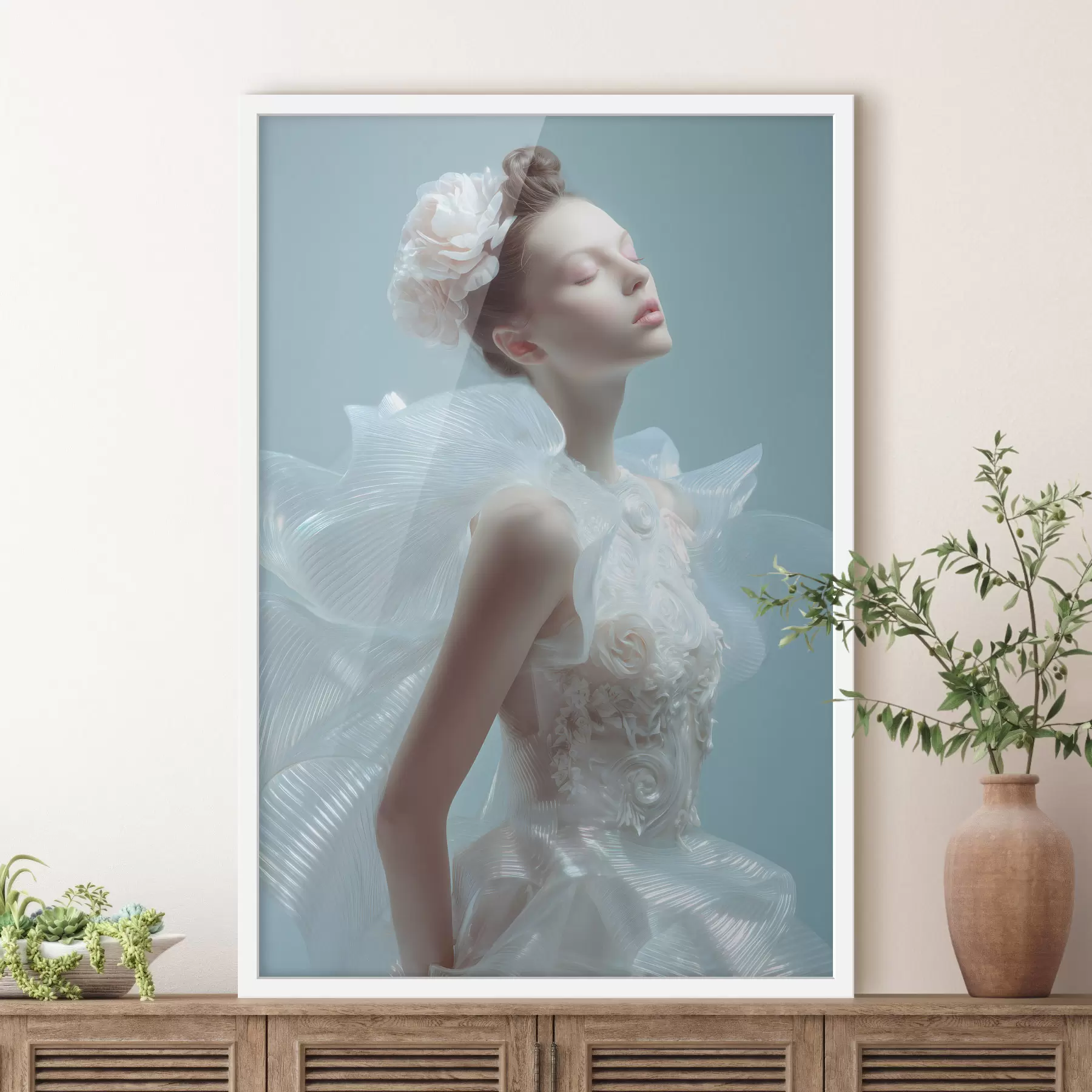 Fototapetai subtilus mergaitė balta suknele f48288