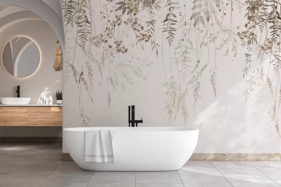 Fototapetai Laukinės augalų kompozicijos ant šviesaus fono w05320