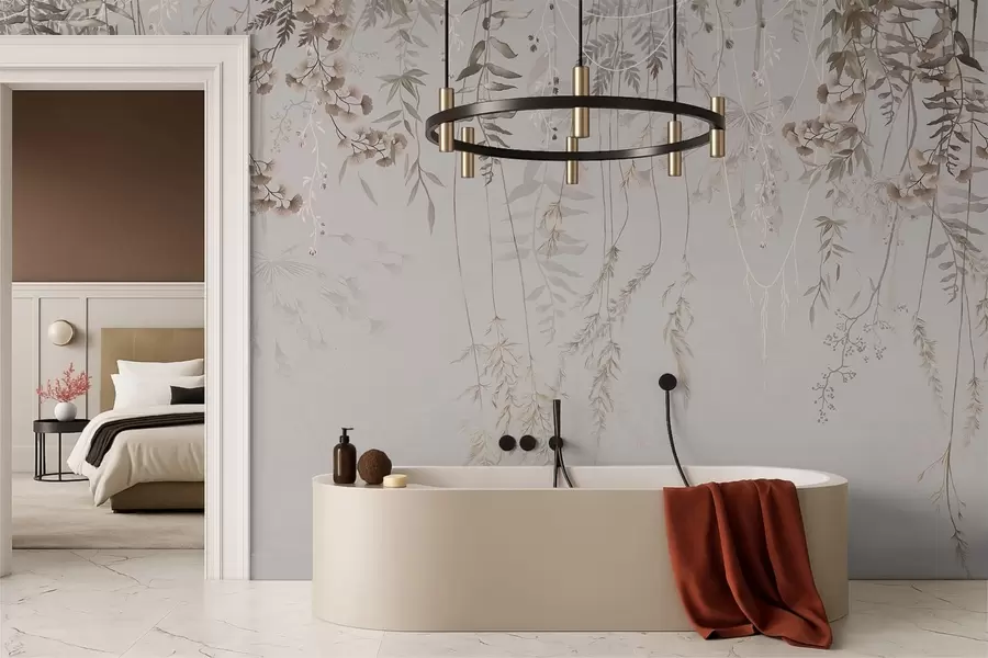 Fototapetai Subtilūs kabančios žolės ant šviesaus fono w05320v2