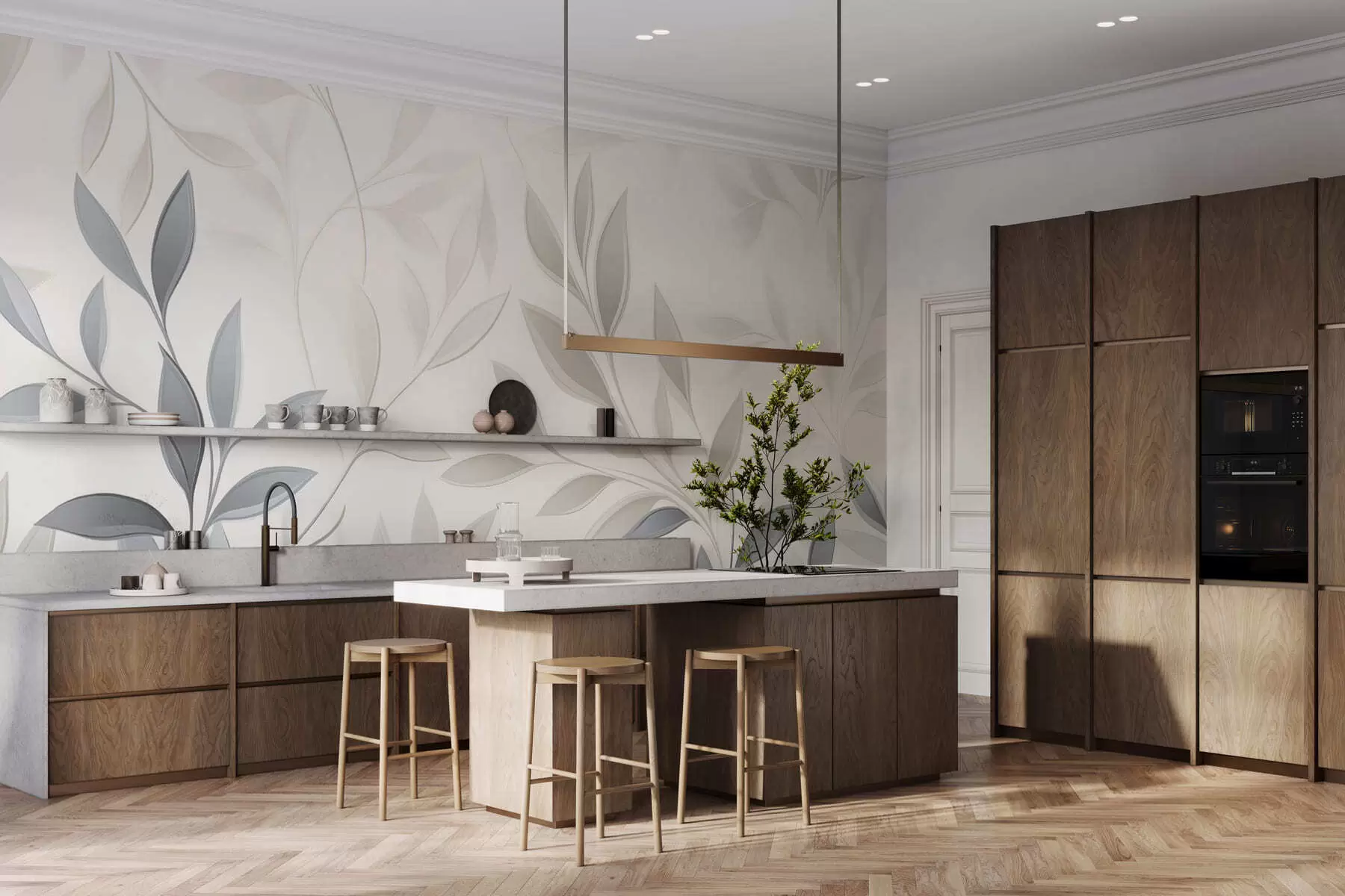 Fototapetai Tylus tarp lapų w05279