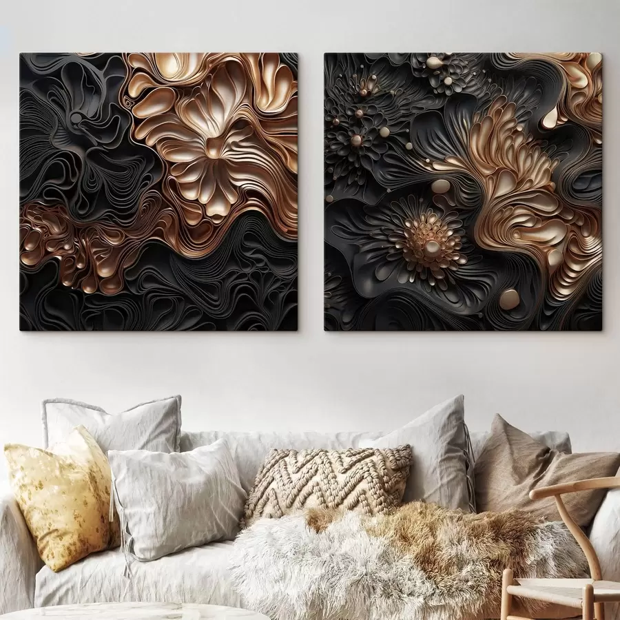 Paveikslėlis Abstrakčios, tekančios, organiškos tamsios formos, sudarančios tekstūringą šiuolaikinio meno kūrinį m30196