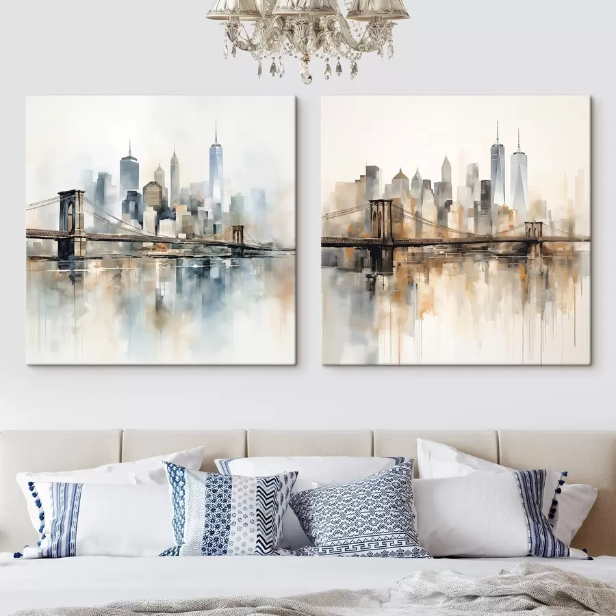 Fototapetai Abstraktus miesto panoramos vaizdas, akvarelės stiliumi m30207