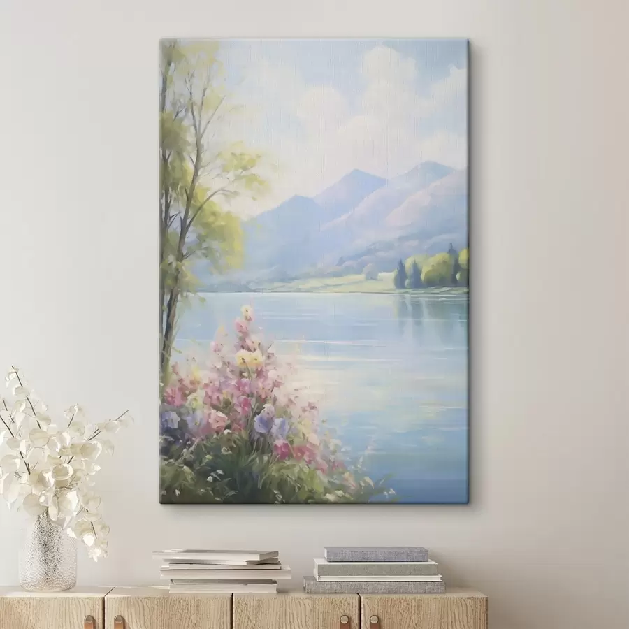 Paveikslėlis Ežero peizažo imitacija tapyboje s48423