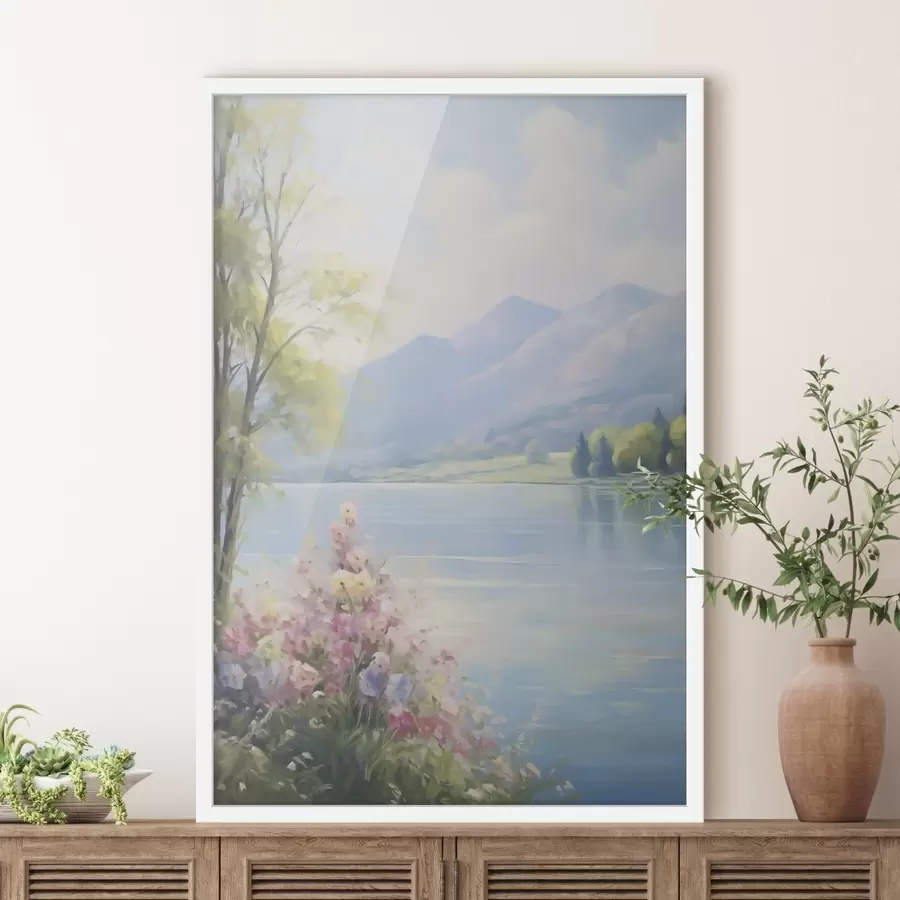 Fototapetai Ežero peizažo imitacija tapyboje f48423