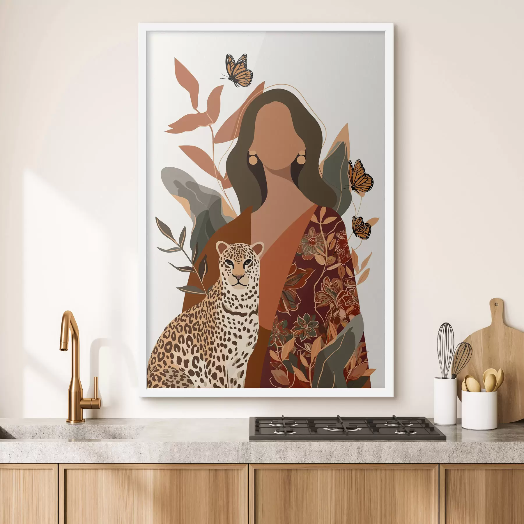 Fototapetai Moteris, vilkinti raštuotą aprangą f48434