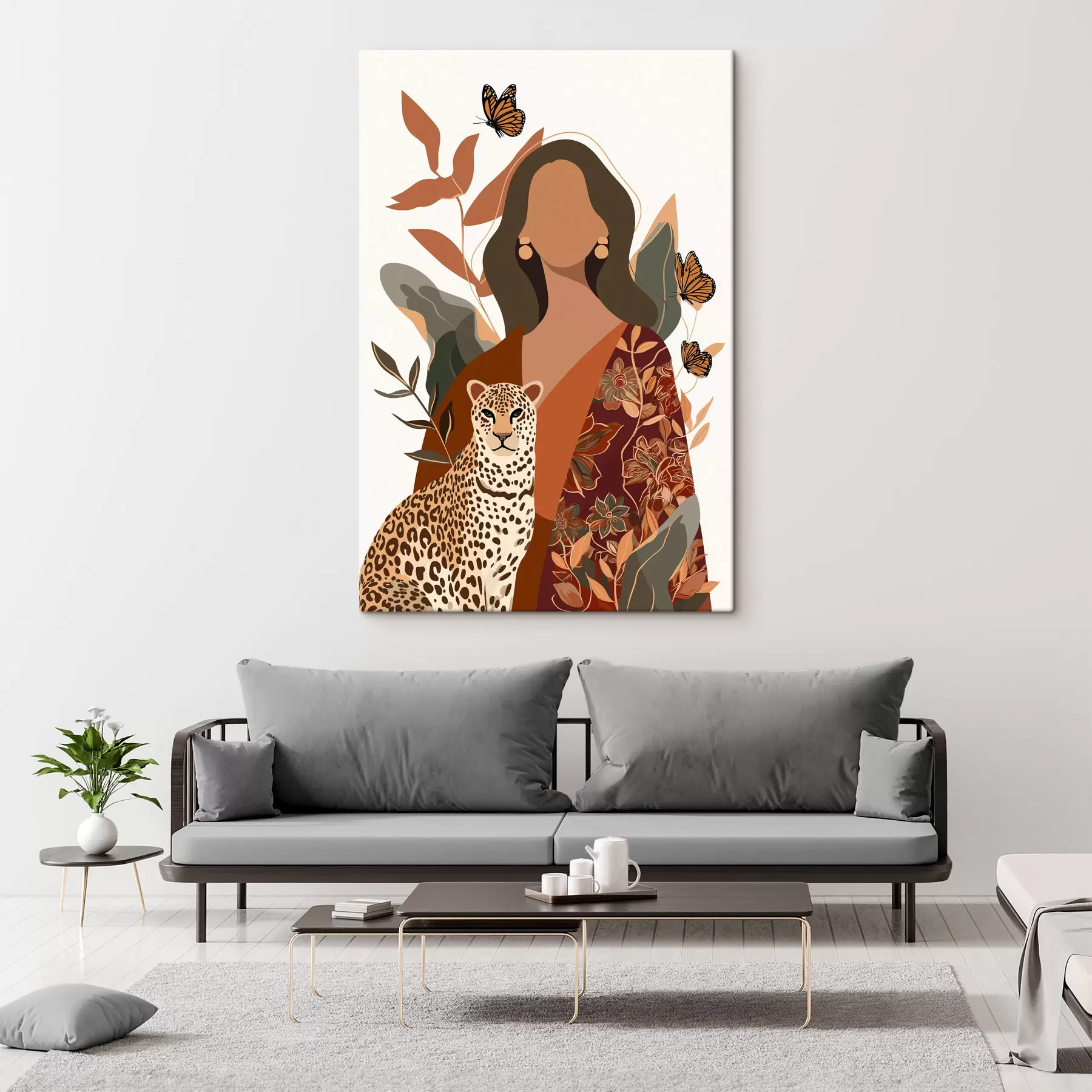 Paveikslėlis Moteris, vilkinti raštuotą aprangą s48434