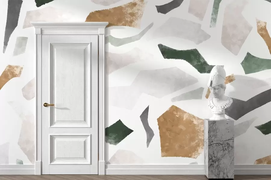 Fototapetai Abstrakčios tekstūros fragmentai žalios ir smėlio spalvų tonais w05146