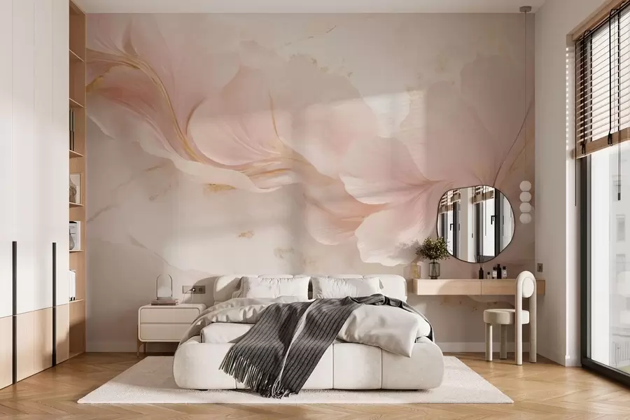 Fototapetai Švelnios rožinės gėlės ant šviesaus fono w05357