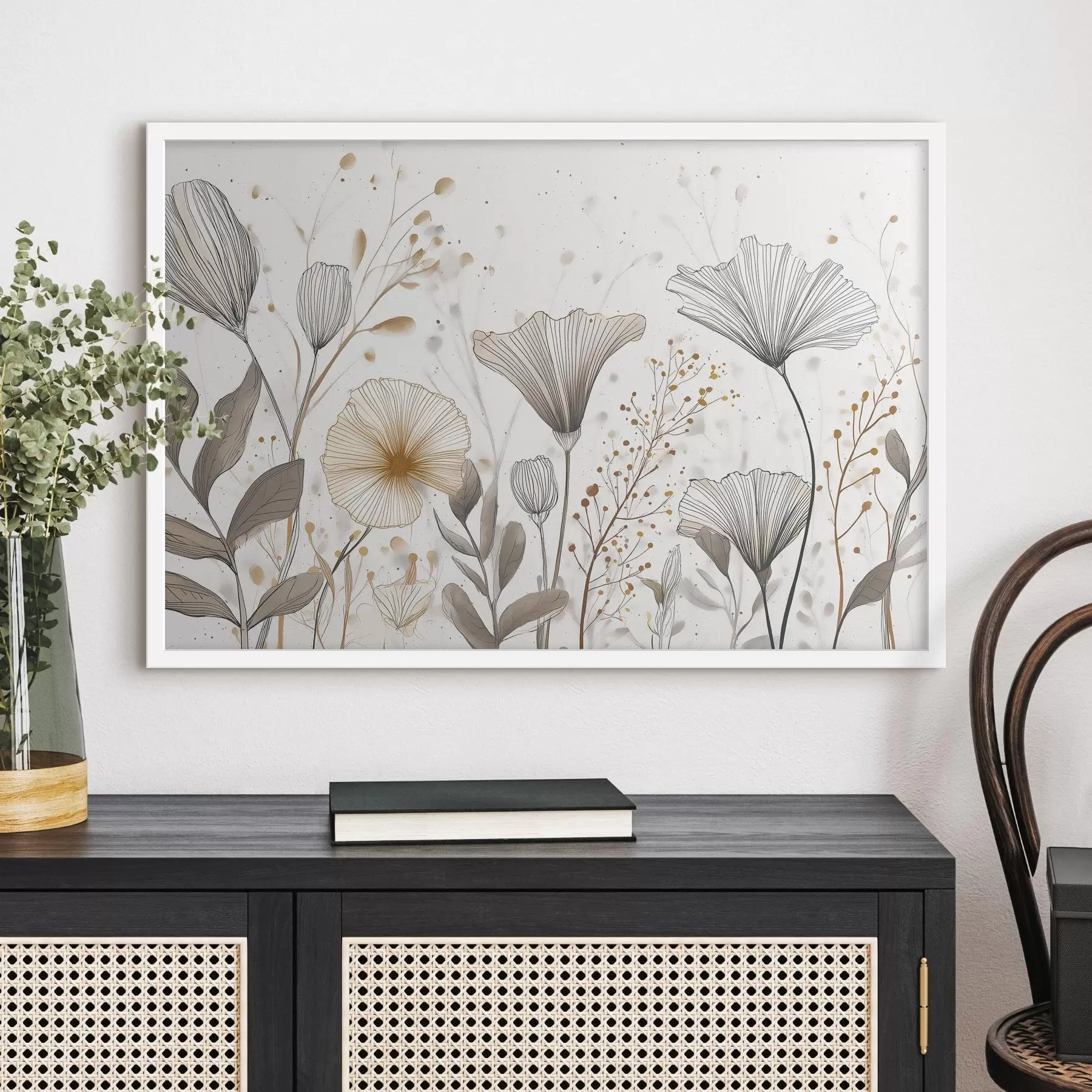 Fototapetai Grafiškos gėlės ir žolės, minimalizmas f48484