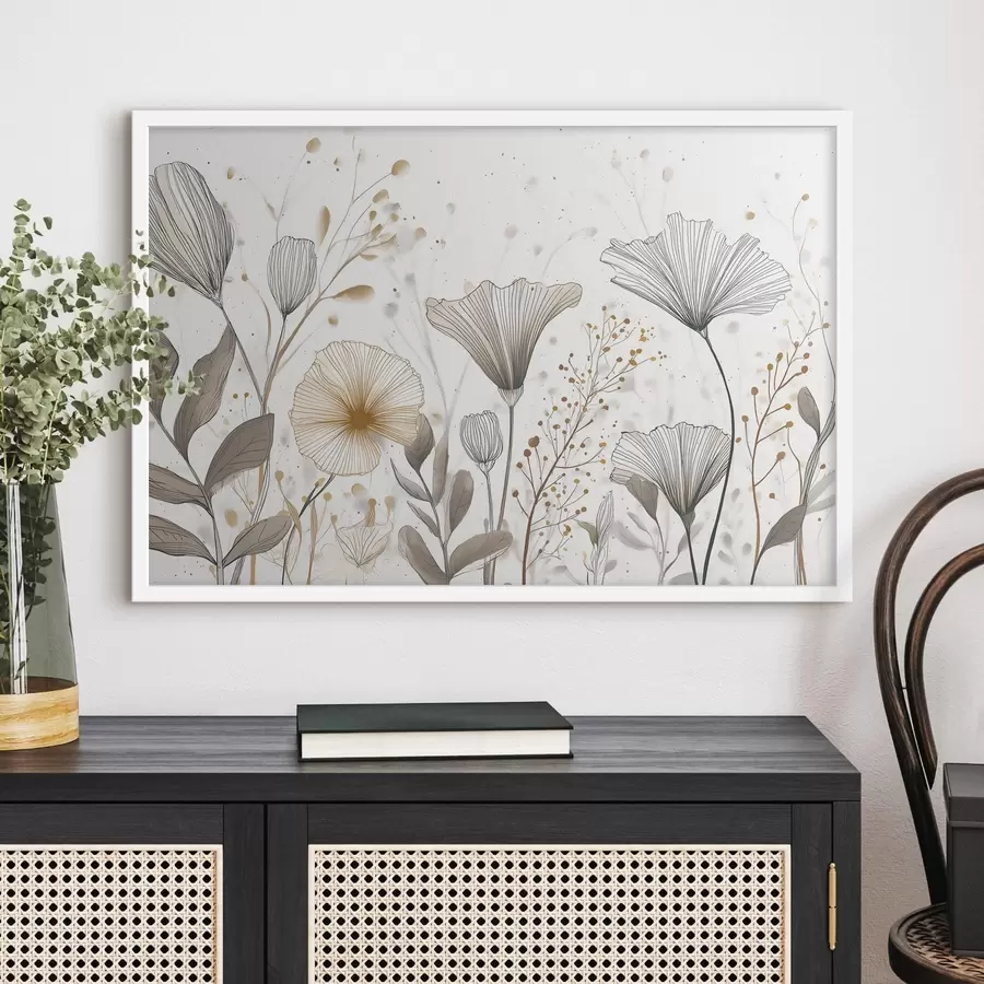 Fototapetai Grafiškos gėlės ir žolės, minimalizmas f48484