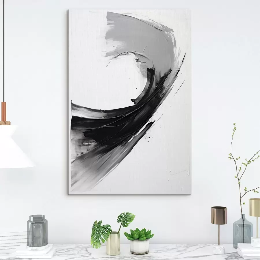 Paveikslėlis Abstrakti juoda teptuko potėpio kompozicija ant balto fono s48326