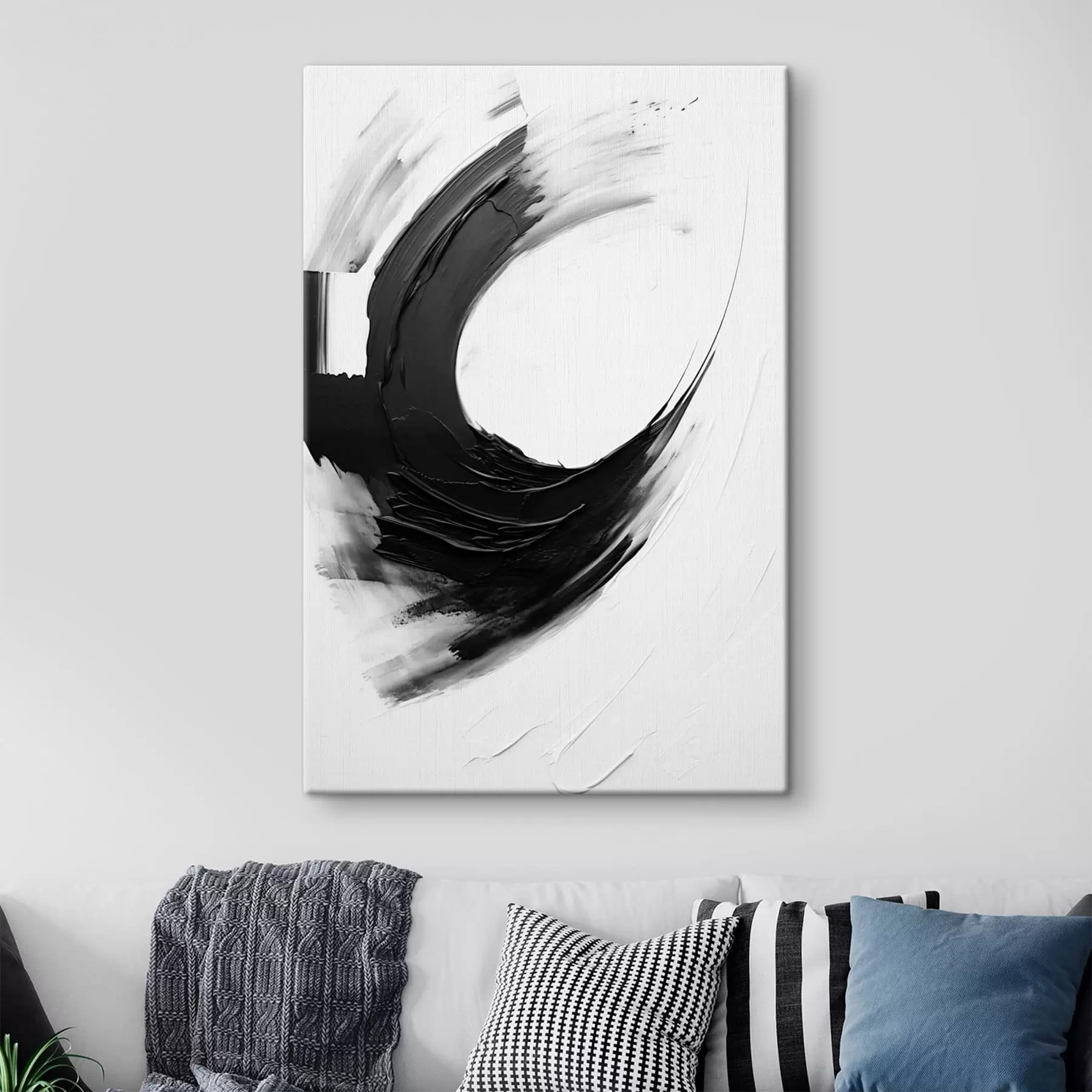 Fototapetai Abstraktus juodas teptuko potėpis ant šviesaus fono s48340