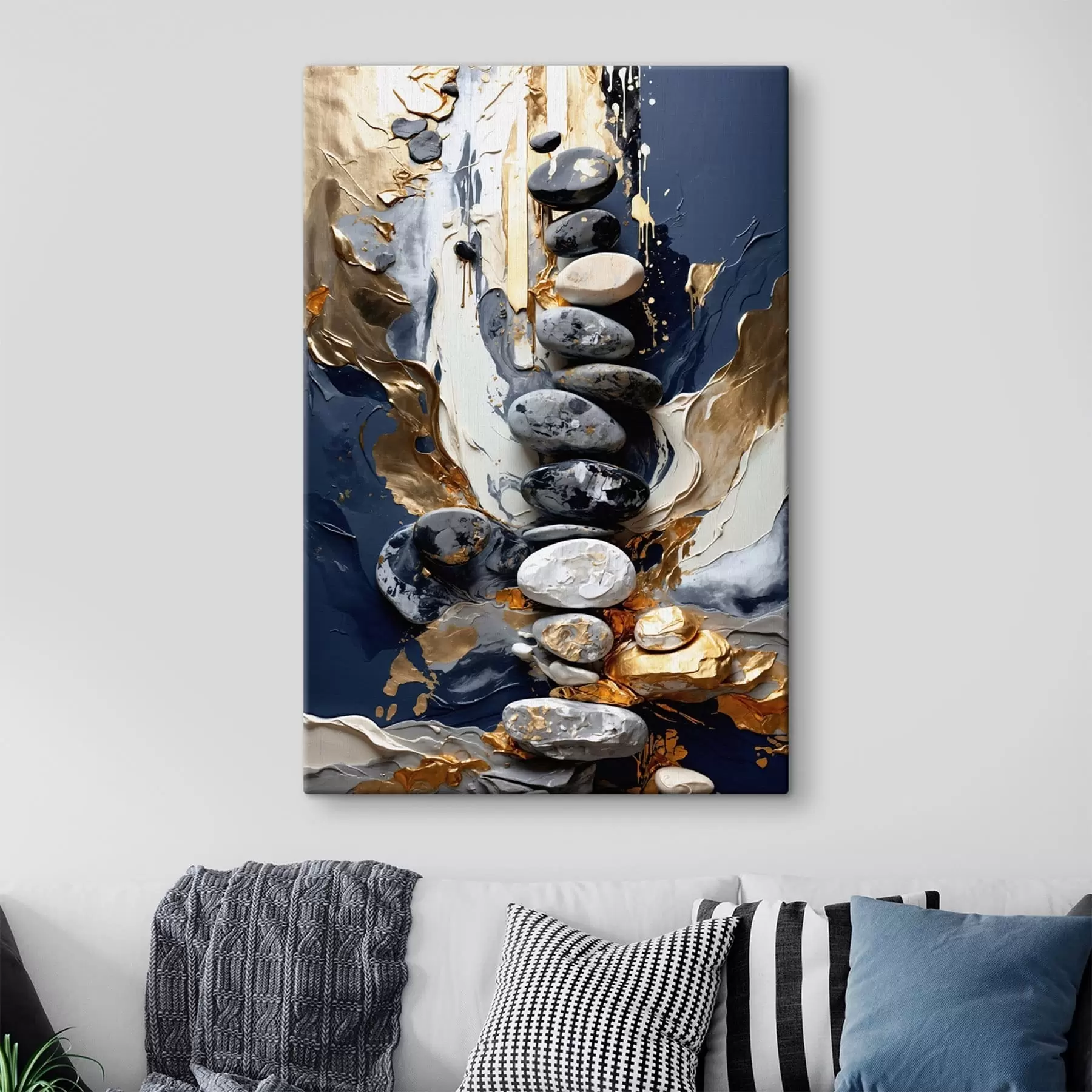 Paveikslėlis Abstrakti kompozicija su akmenimis ir tekstūringais potėpiais s48362