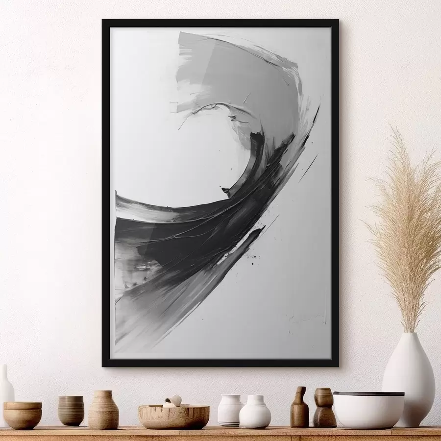 Fototapetai Abstrakti juoda teptuko potėpio kompozicija ant balto fono f48326