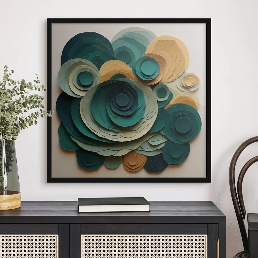 Fototapetai Sluoksniuoti popieriniai apskritimai žalios ir smėlio spalvų tonais f48332