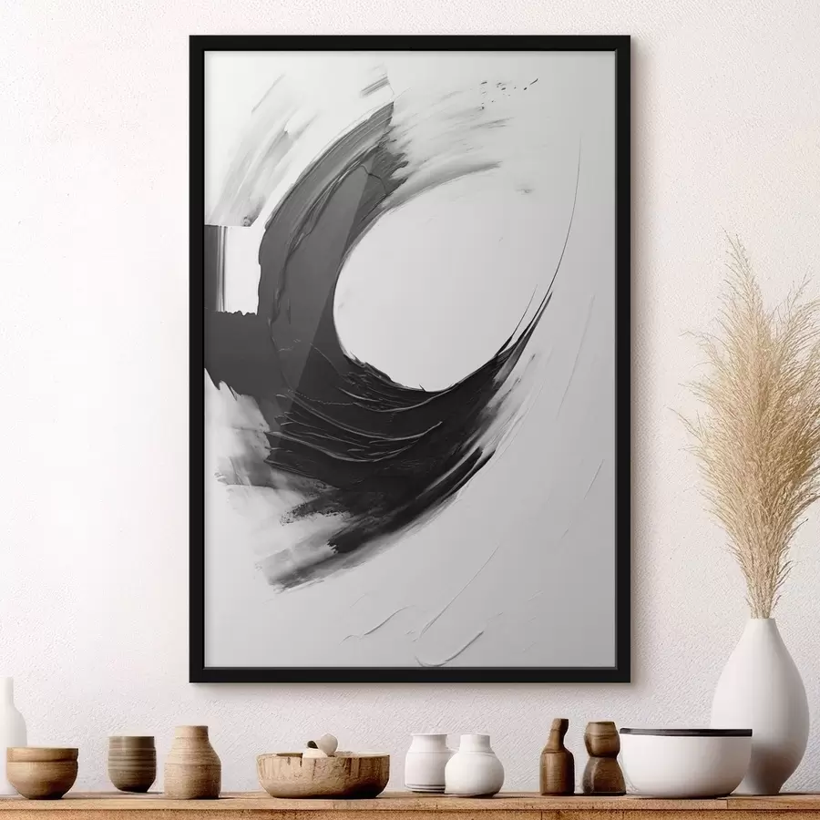 Fototapetai Abstraktus juodas teptuko potėpis ant šviesaus fono f48340