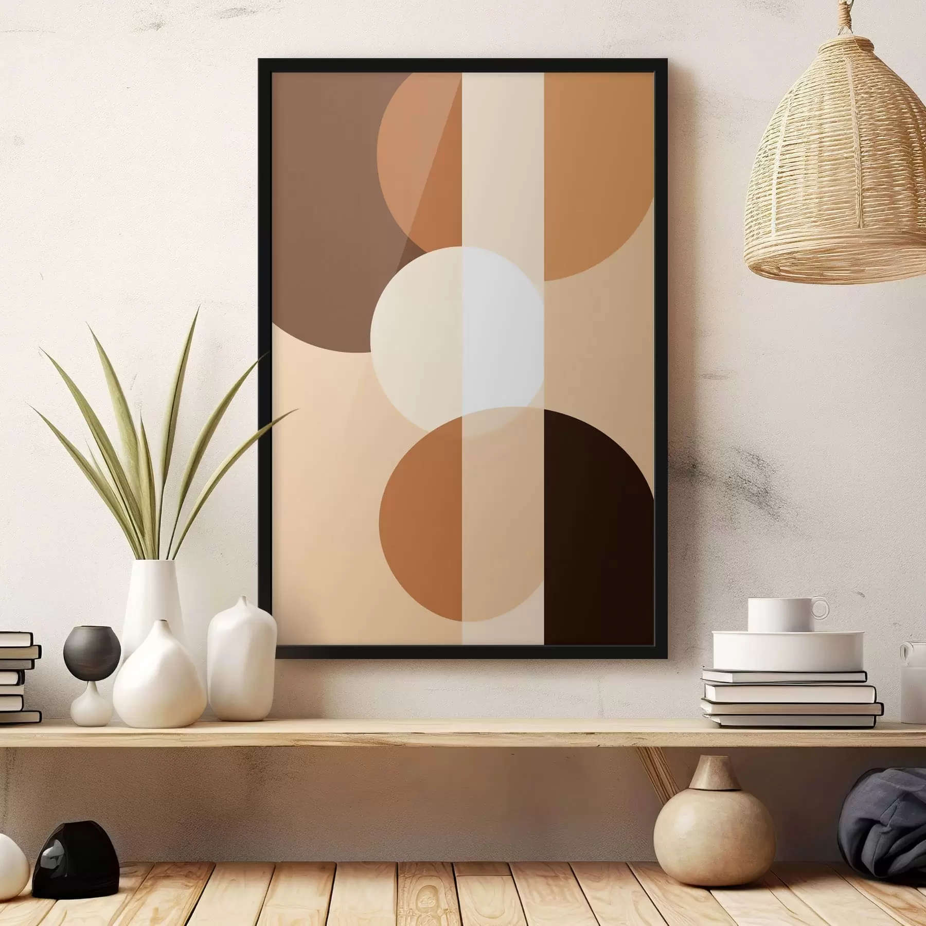 Fototapetai Geometriniai apskritimai ir figūros šiltų atspalvių f48350