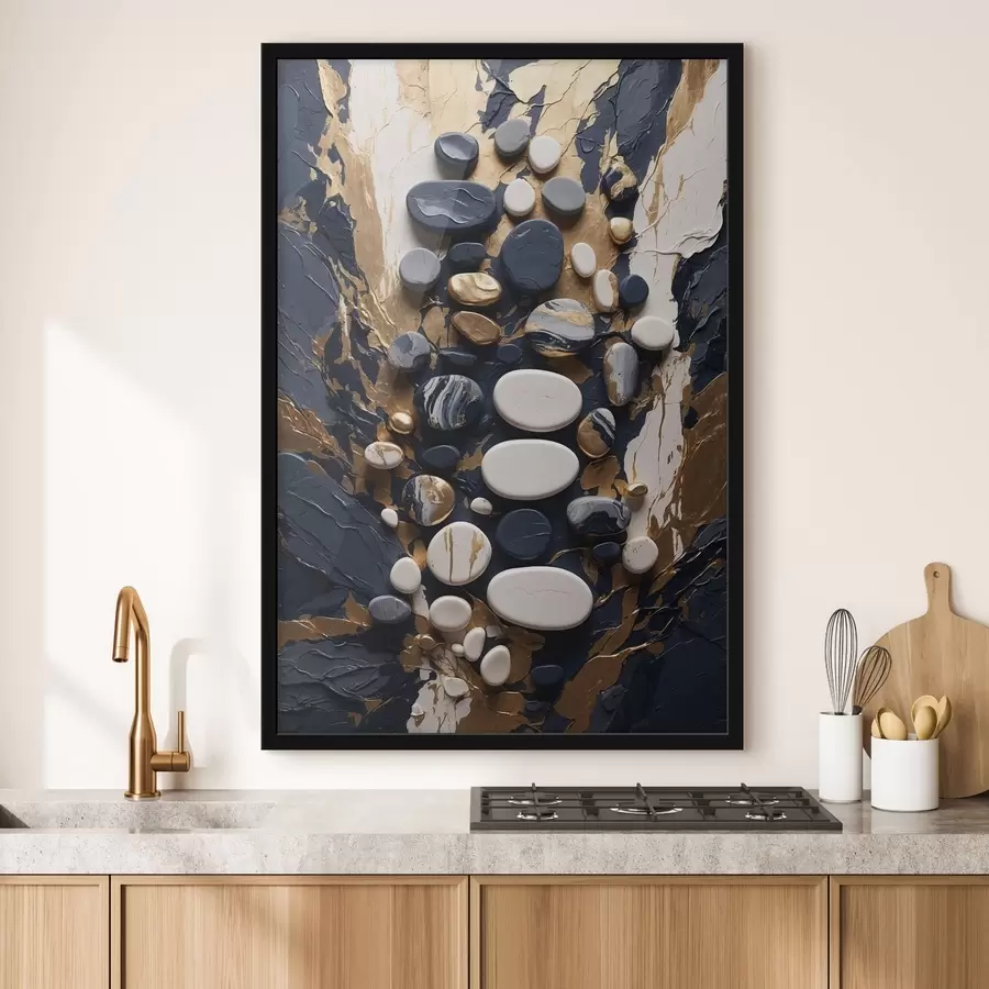 Fototapetai Abstrakčių akmenų kompozicija tamsiai mėlynų atspalvių f48357